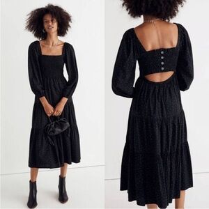 Madewell Black Square-Neck Midi Dress with Back Cutout